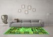Machine Washable Southwestern Green Country Area Rugs in a Living Room,, wshcon574grn