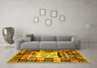 Machine Washable Southwestern Yellow Country Rug in a Living Room, wshcon574yw