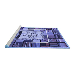 Sideview of Machine Washable Southwestern Blue Country Rug, wshcon574blu