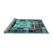Sideview of Machine Washable Southwestern Light Blue Country Rug, wshcon574lblu