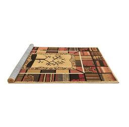 Sideview of Machine Washable Southwestern Brown Country Rug, wshcon574brn