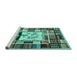 Sideview of Machine Washable Southwestern Turquoise Country Area Rugs, wshcon574turq