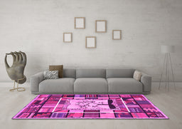 Machine Washable Southwestern Pink Country Rug in a Living Room, wshcon574pnk
