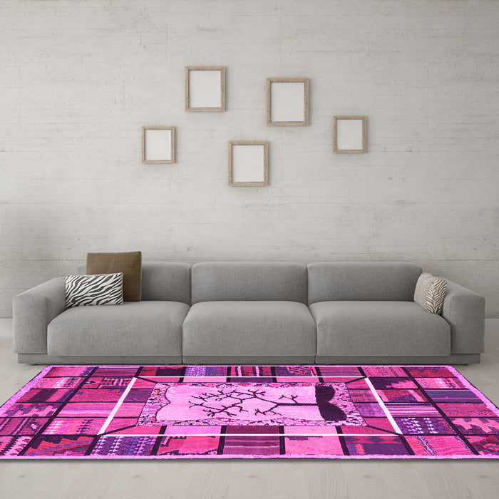 Machine Washable Southwestern Pink Country Rug in a Living Room, wshcon574pnk