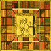 Square Machine Washable Southwestern Yellow Country Rug, wshcon574yw