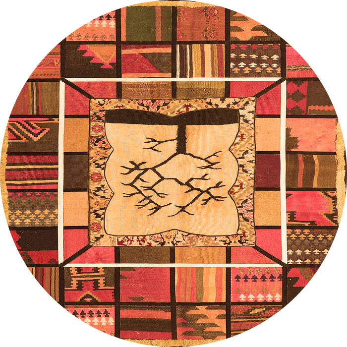 Square Southwestern Orange Country Rug, con574org