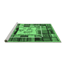 Sideview of Machine Washable Southwestern Emerald Green Country Area Rugs, wshcon574emgrn