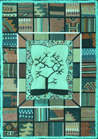 Southwestern Turquoise Country Rug, con574turq