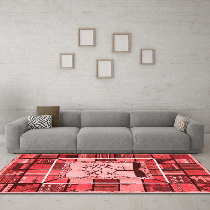 Country Red Washable Rugs