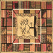 Square Machine Washable Southwestern Brown Country Rug, wshcon574brn