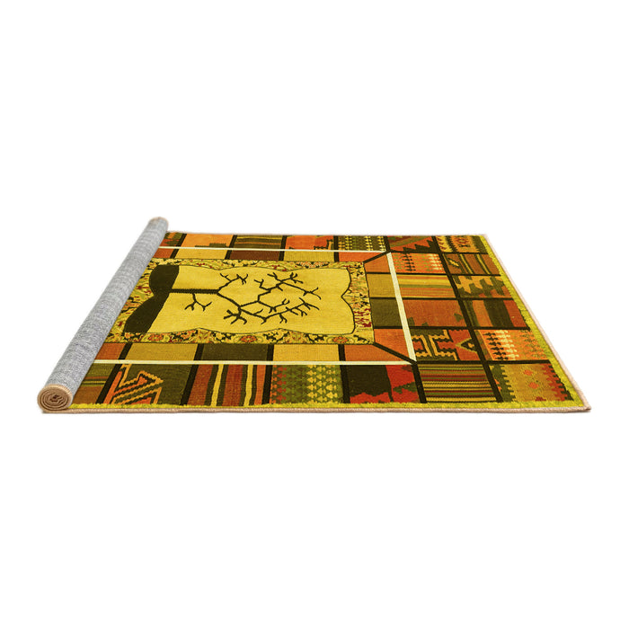 Sideview of Machine Washable Southwestern Yellow Country Rug, wshcon574yw