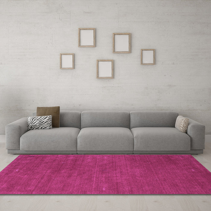 Machine Washable Abstract Purple Contemporary Area Rugs in a Living Room, wshcon575pur