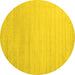 Round Solid Yellow Modern Rug, con577yw