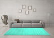 Machine Washable Solid Turquoise Modern Area Rugs in a Living Room,, wshcon577turq