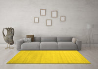 Machine Washable Solid Yellow Modern Rug, wshcon577yw