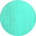 Round Solid Turquoise Modern Rug, con577turq