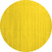 Round Machine Washable Solid Yellow Modern Rug, wshcon577yw