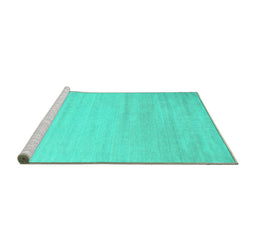 Sideview of Machine Washable Solid Turquoise Modern Area Rugs, wshcon577turq