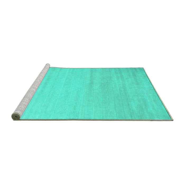 Sideview of Machine Washable Solid Turquoise Modern Area Rugs, wshcon577turq