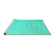 Sideview of Machine Washable Solid Turquoise Modern Area Rugs, wshcon577turq
