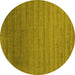 Round Machine Washable Abstract Yellow Contemporary Rug, wshcon578yw