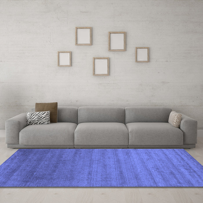 Machine Washable Abstract Blue Contemporary Rug in a Living Room, wshcon578blu