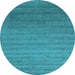 Round Abstract Light Blue Contemporary Rug, con578lblu