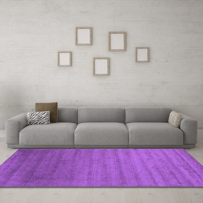 Machine Washable Abstract Purple Contemporary Area Rugs in a Living Room, wshcon578pur