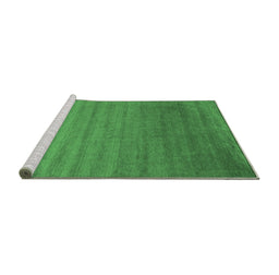 Sideview of Machine Washable Abstract Emerald Green Contemporary Area Rugs, wshcon578emgrn