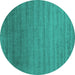 Round Machine Washable Abstract Turquoise Contemporary Area Rugs, wshcon578turq