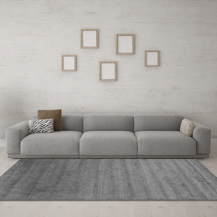 Machine Washable Abstract Gray Contemporary Rug in a Living Room,, wshcon578gry