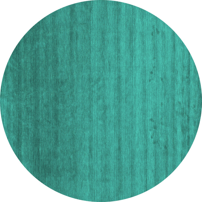 Round Abstract Turquoise Contemporary Rug, con578turq