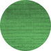 Round Machine Washable Abstract Emerald Green Contemporary Area Rugs, wshcon578emgrn