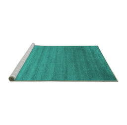 Sideview of Machine Washable Abstract Turquoise Contemporary Area Rugs, wshcon578turq