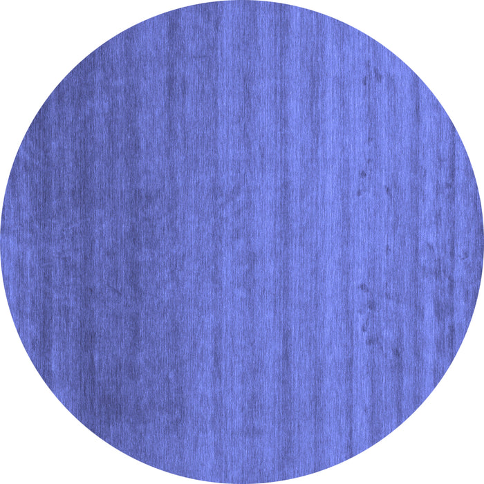 Round Machine Washable Abstract Blue Contemporary Rug, wshcon578blu