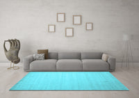 Machine Washable Solid Light Blue Modern Rug, wshcon579lblu