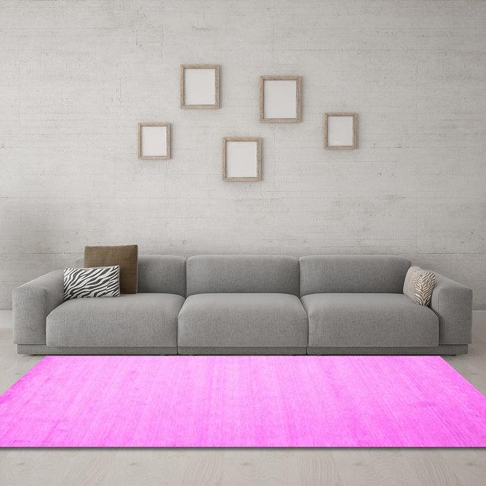 Machine Washable Solid Pink Modern Rug in a Living Room, wshcon579pnk