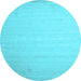 Round Machine Washable Solid Light Blue Modern Rug, wshcon579lblu