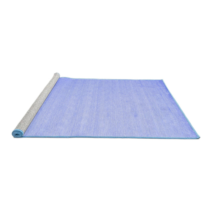 Sideview of Machine Washable Solid Blue Modern Rug, wshcon579blu