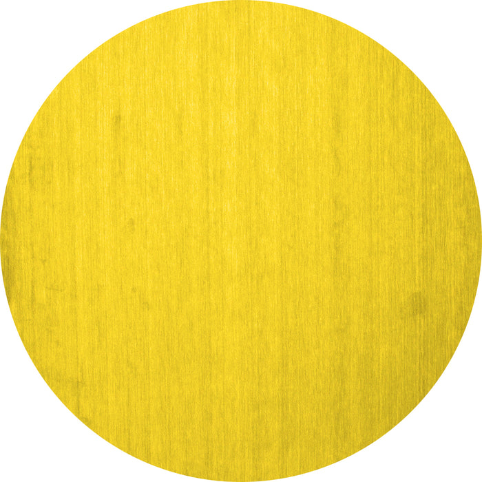 Round Solid Yellow Modern Rug, con579yw