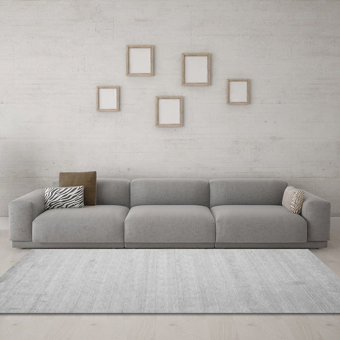 Machine Washable Solid Gray Modern Rug in a Living Room,, wshcon579gry