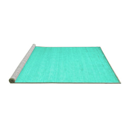 Sideview of Machine Washable Solid Turquoise Modern Area Rugs, wshcon579turq