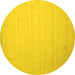 Round Machine Washable Solid Yellow Modern Rug, wshcon579yw