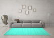 Machine Washable Solid Turquoise Modern Area Rugs in a Living Room,, wshcon579turq