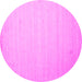 Round Machine Washable Solid Pink Modern Rug, wshcon579pnk