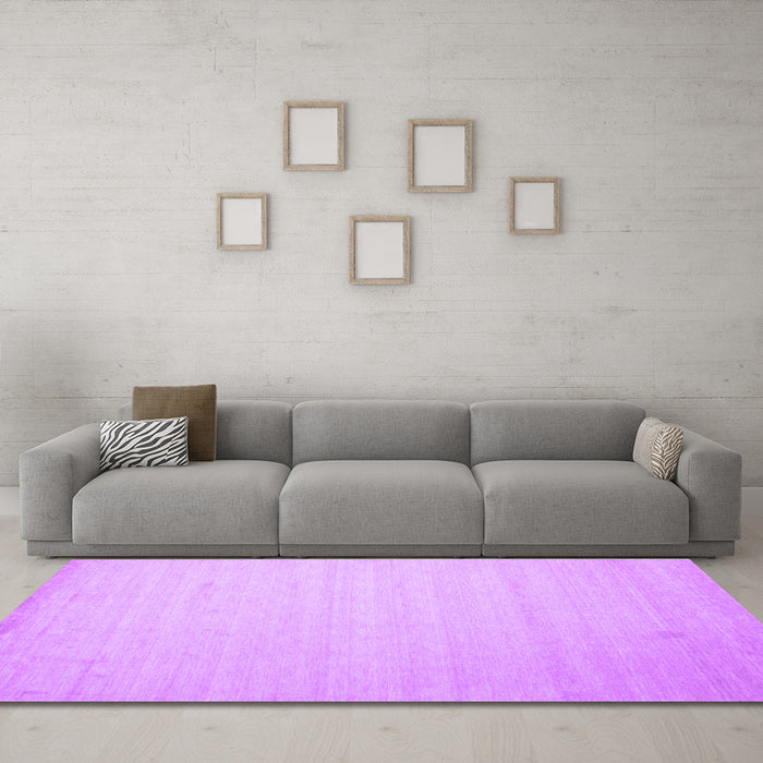 Machine Washable Solid Purple Modern Area Rugs in a Living Room, wshcon579pur