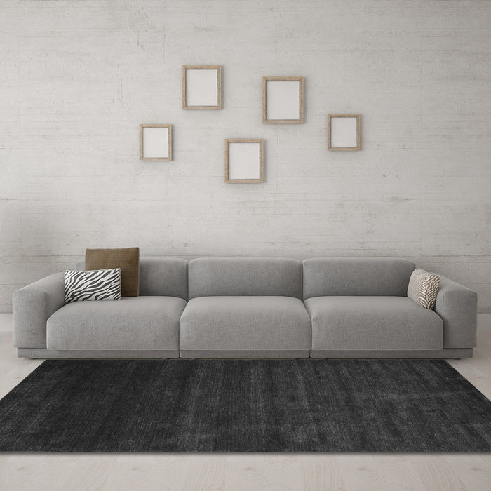 Machine Washable Abstract Gray Contemporary Rug in a Living Room,, wshcon57gry
