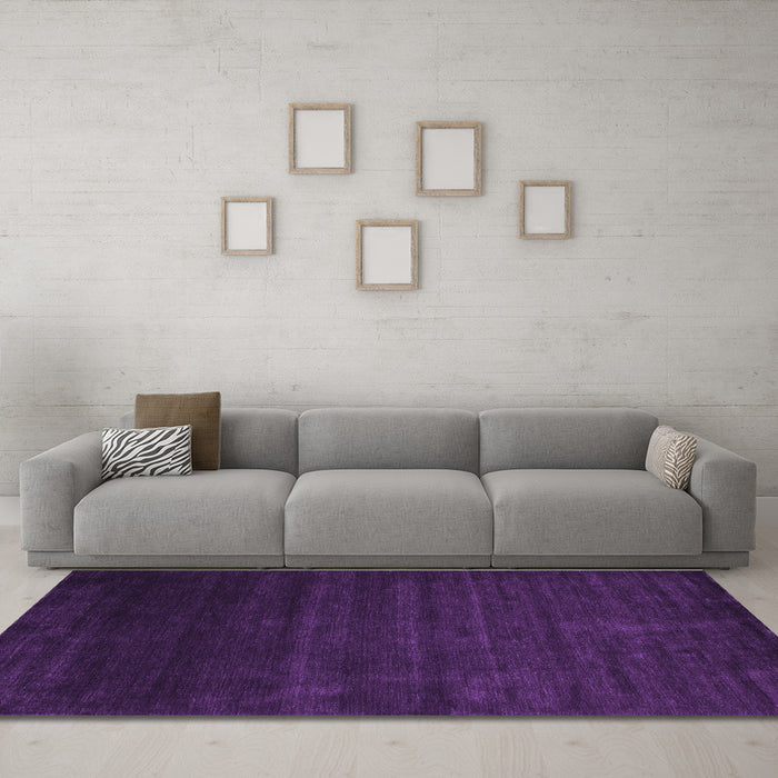 Machine Washable Abstract Purple Contemporary Area Rugs in a Living Room, wshcon57pur