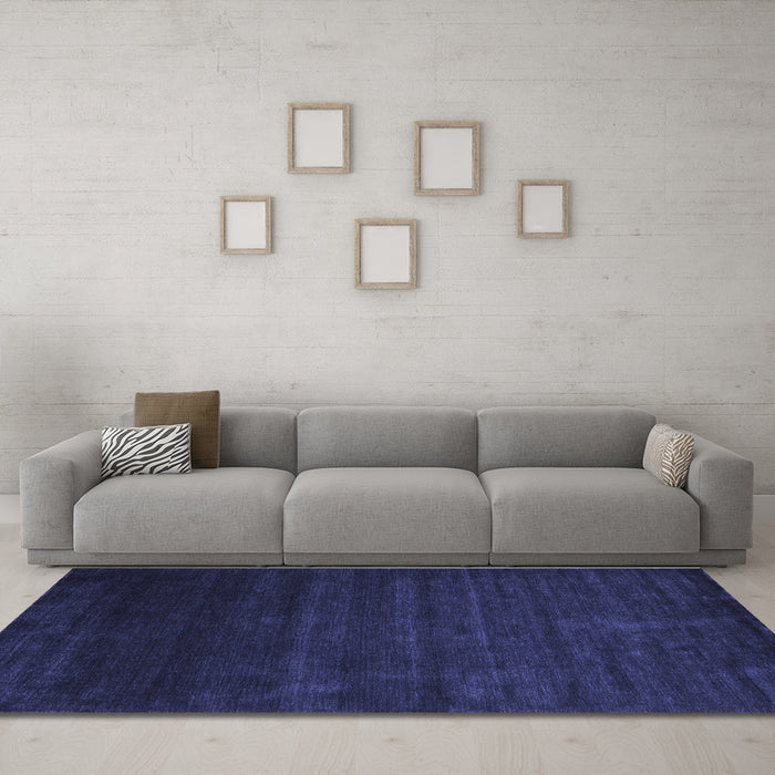 Machine Washable Abstract Blue Contemporary Rug in a Living Room, wshcon57blu