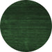 Round Machine Washable Abstract Emerald Green Contemporary Area Rugs, wshcon57emgrn